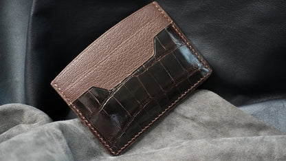 Porte-cartes en cuir d’alligator 3 poches