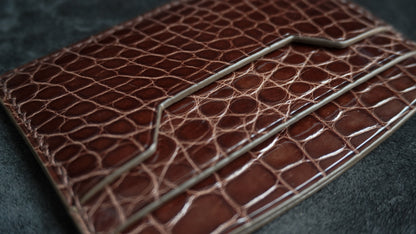 Porte-cartes en cuir d’alligator 3 poches