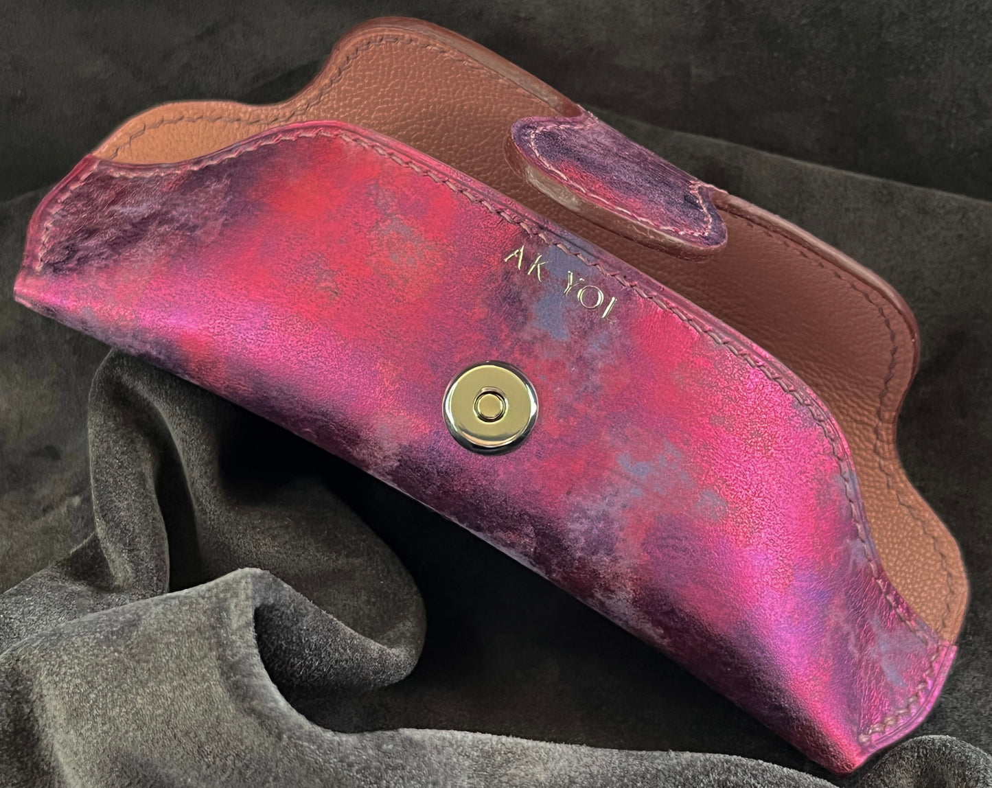 Étui à lunettes en cuir de vachette tannage végétal