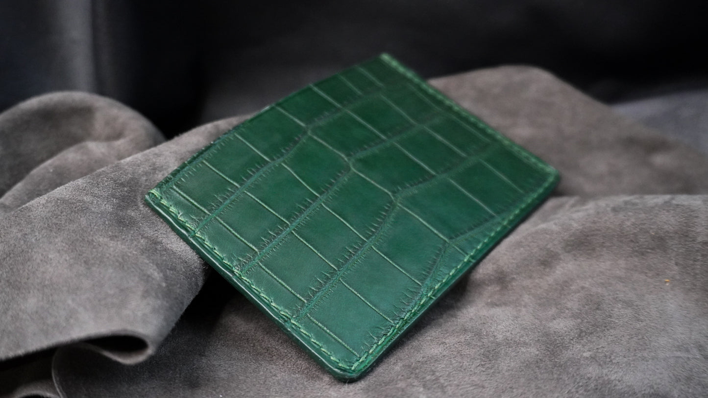 Porte-cartes en cuir d’alligator 3 poches