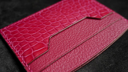 Porte-cartes en cuir d’alligator 3 poches