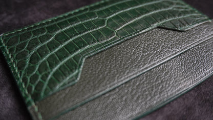 Porte-cartes en cuir d’alligator 3 poches