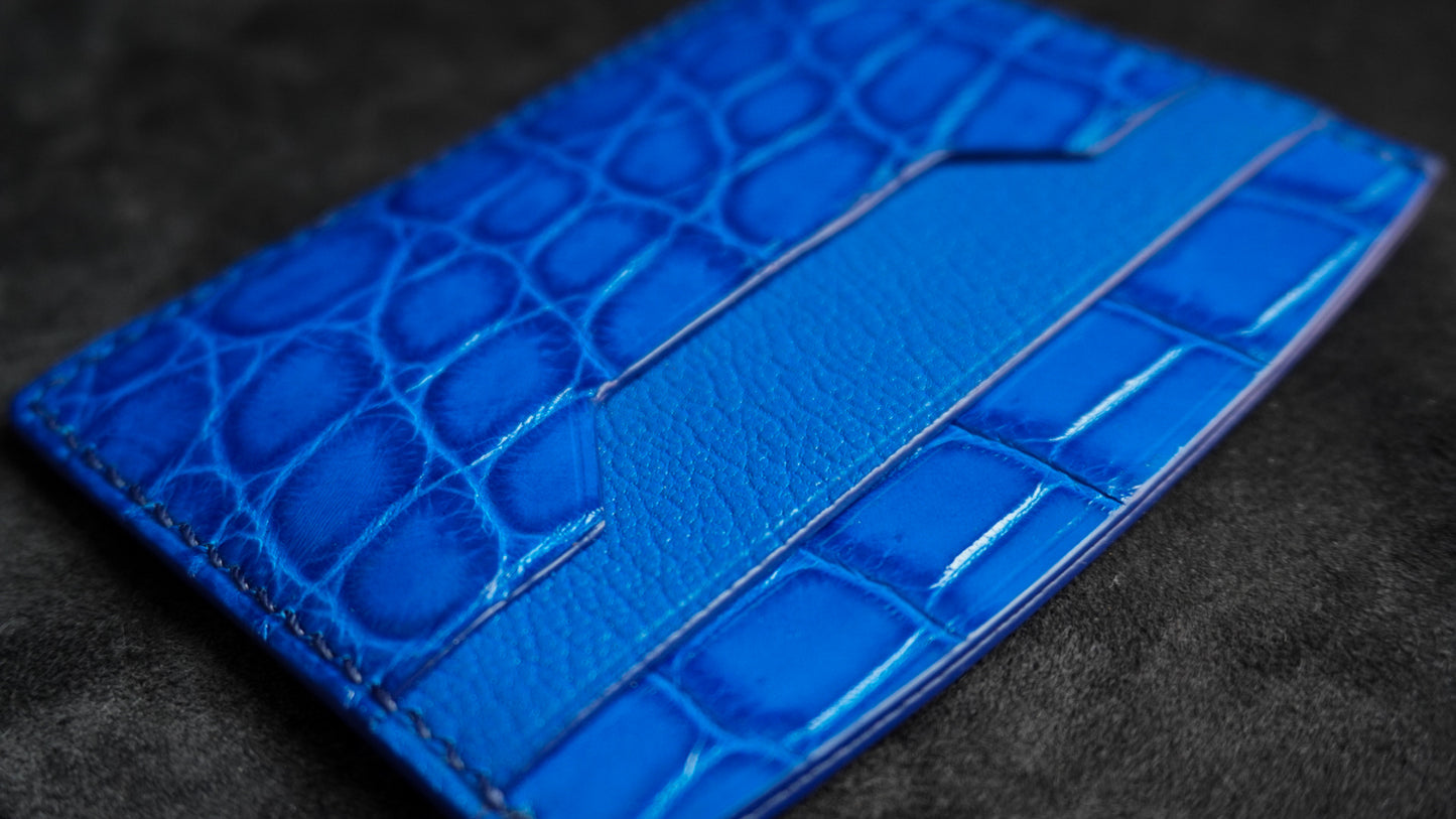 Porte-cartes en cuir d’alligator 3 poches