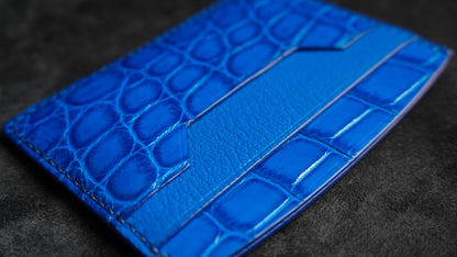 Porte-cartes en cuir d’alligator 3 poches