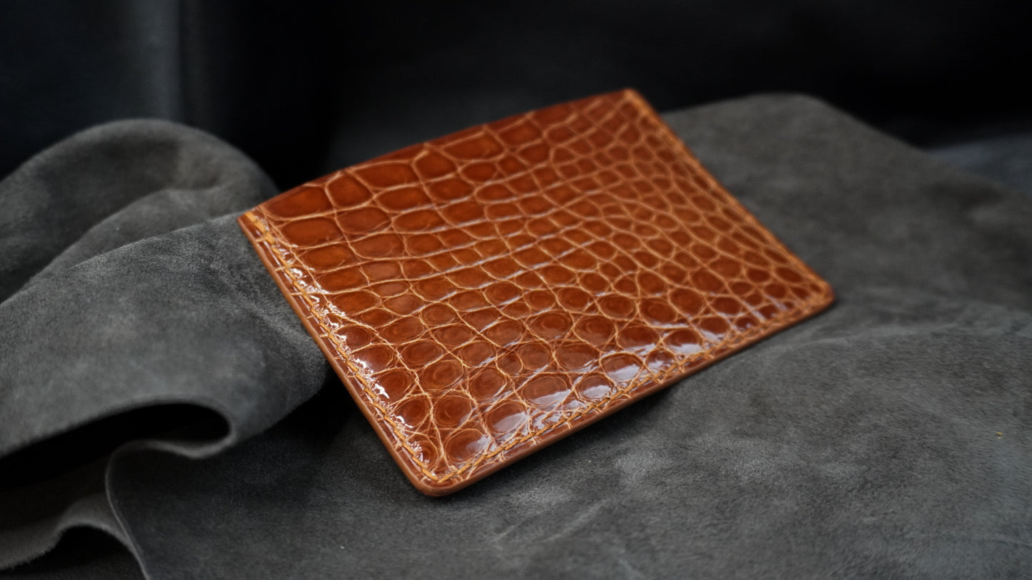 Porte-cartes en cuir d’alligator 3 poches