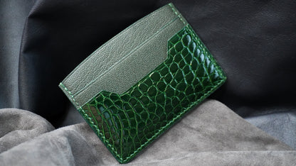 Porte-cartes en cuir d’alligator 3 poches