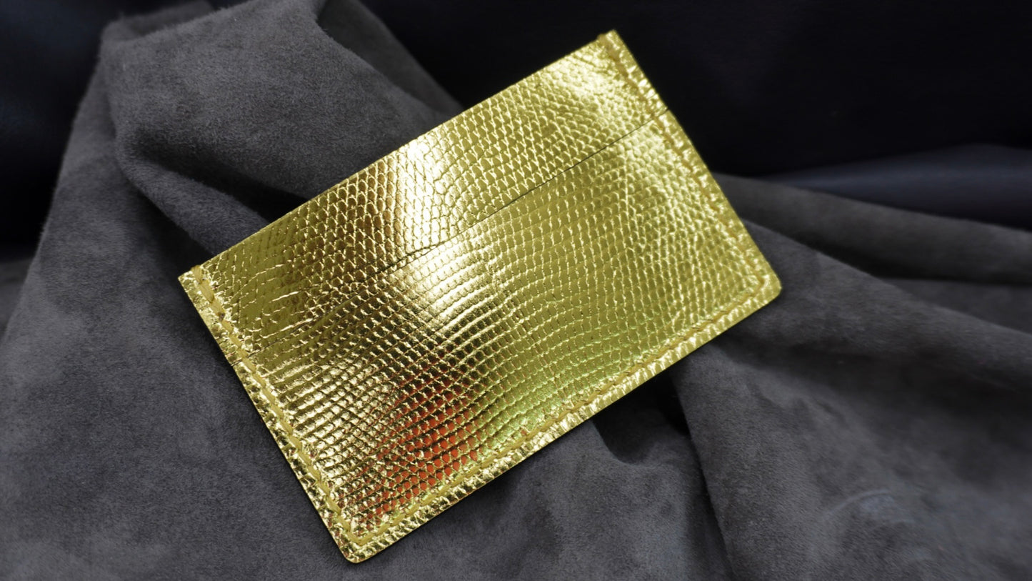 Porte-cartes en cuir de lézard 3 poches
