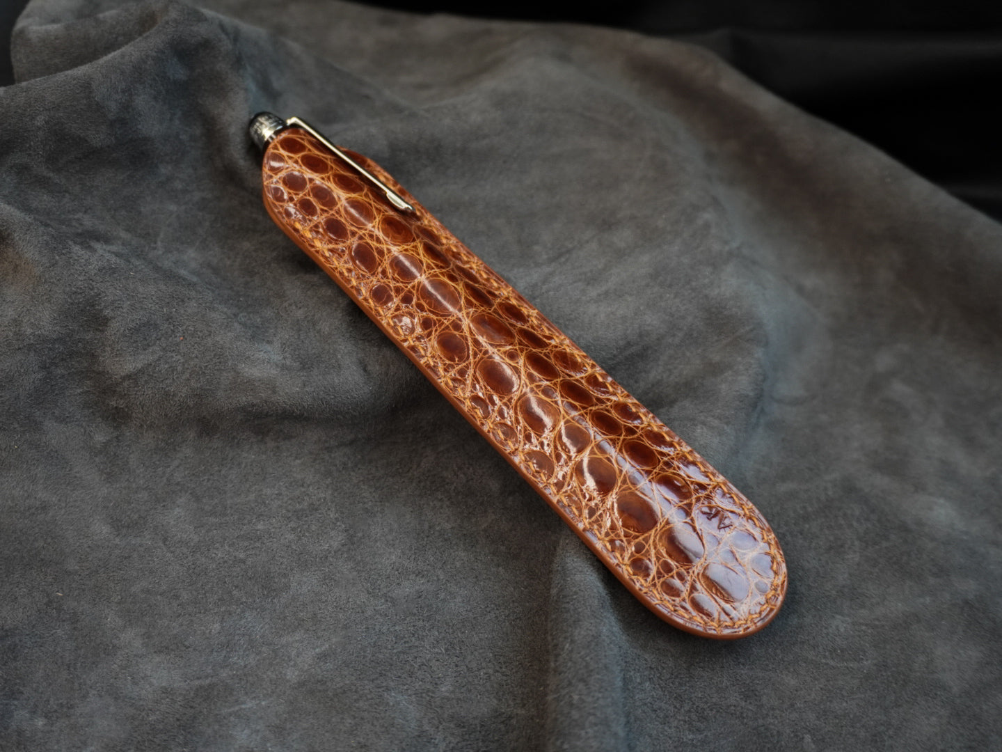 Étui à stylo en cuir d’alligator