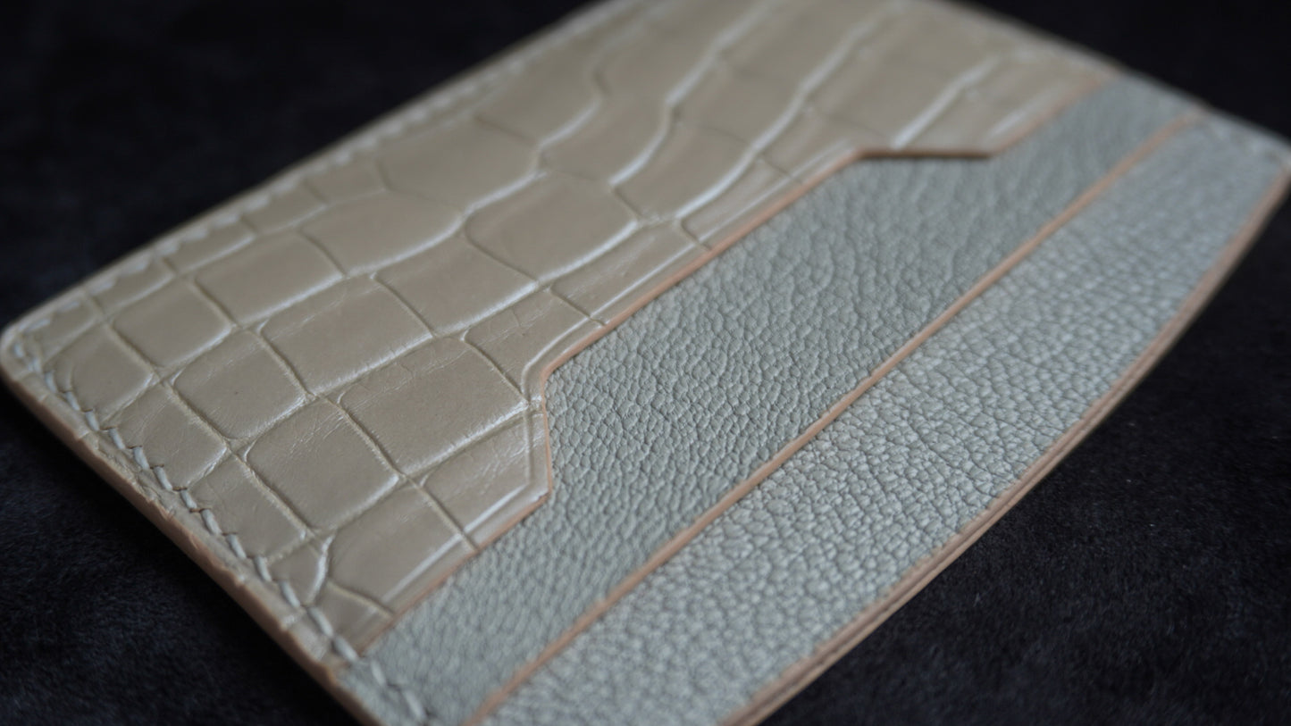 Porte-cartes en cuir d’alligator 3 poches