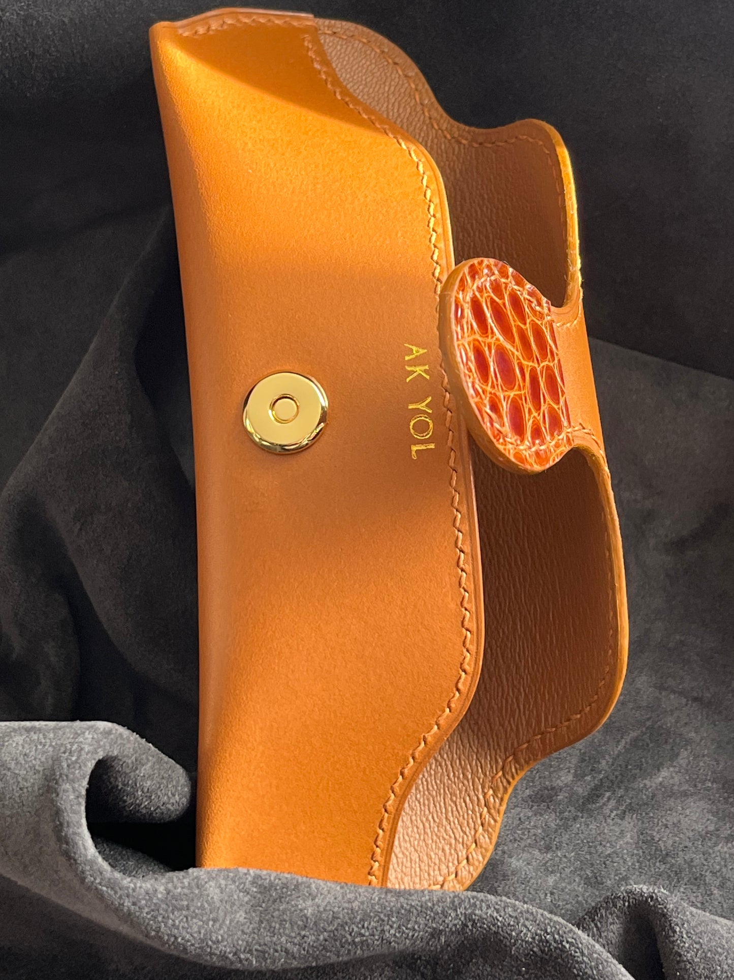 Étui à lunettes en cuir de vachette tannage végétal
