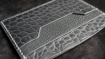 Porte-cartes en cuir d’alligator 3 poches