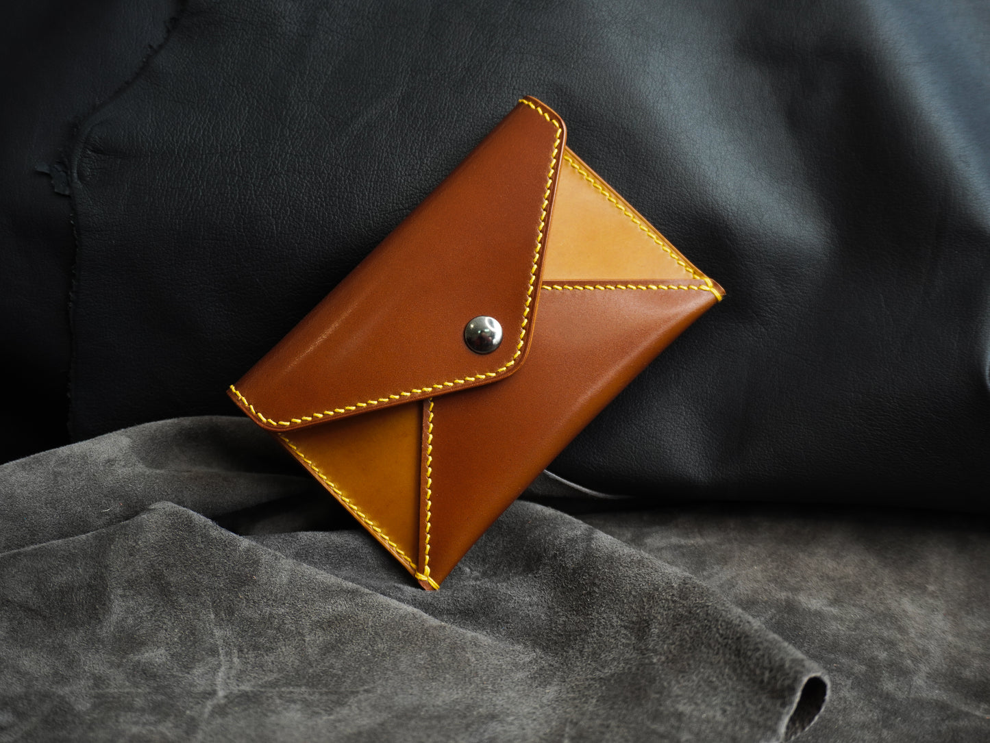 Porte-cartes envelope en cuir Shell Cordovan