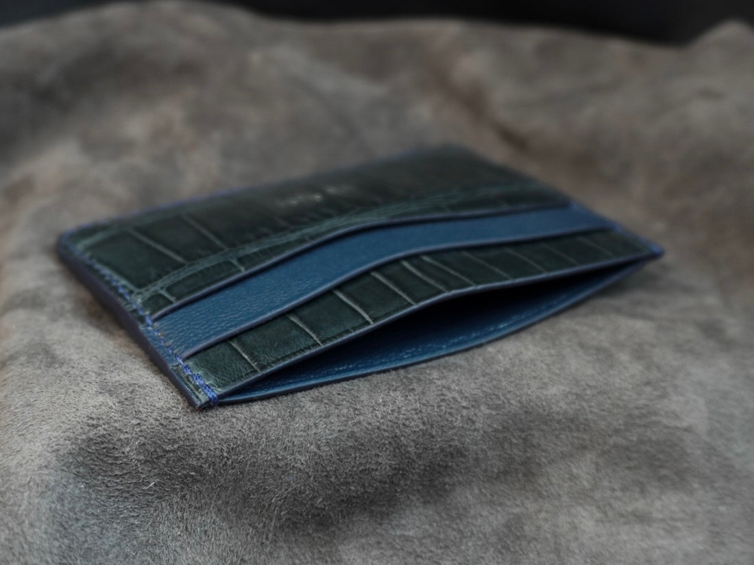 Porte-cartes en cuir d’alligator 3 poches