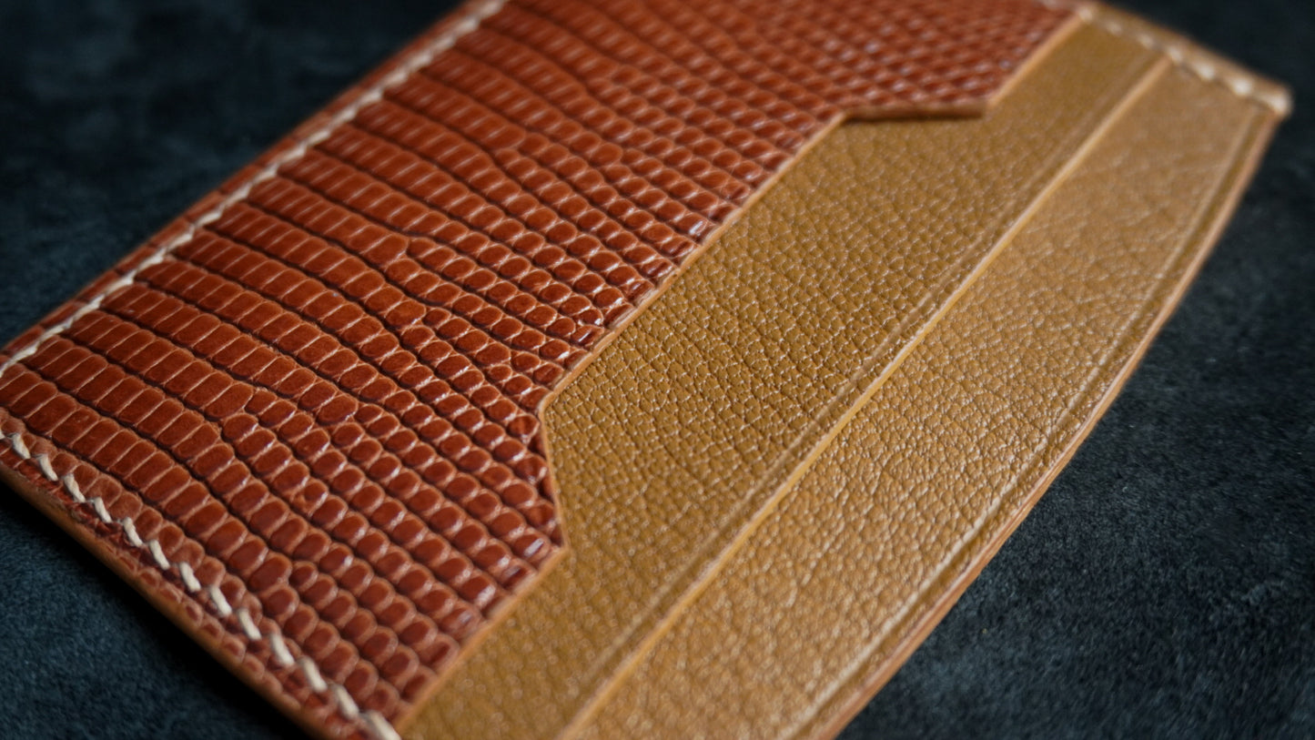 Porte-cartes en cuir d’alligator 3 poches