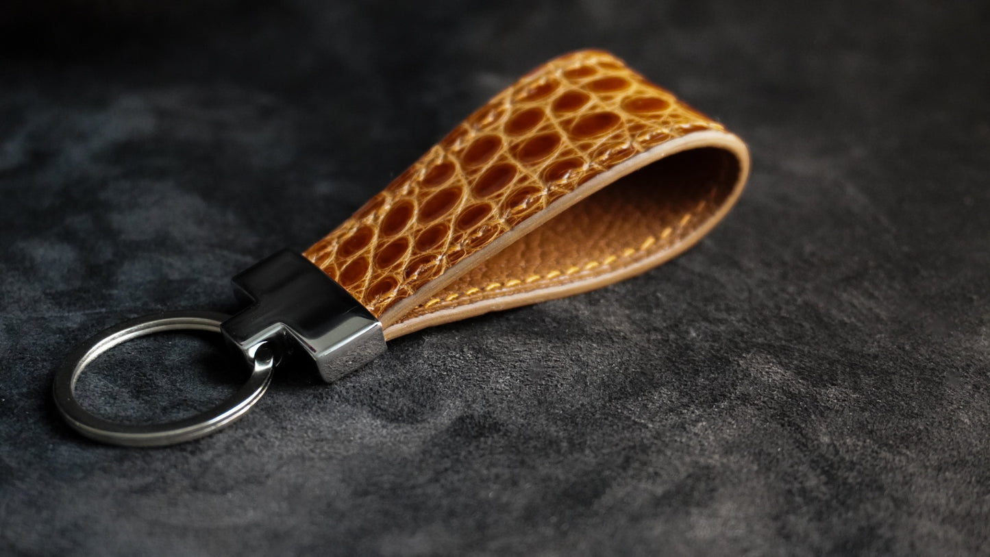 Porte-clès en cuir d'alligator collection d’automne