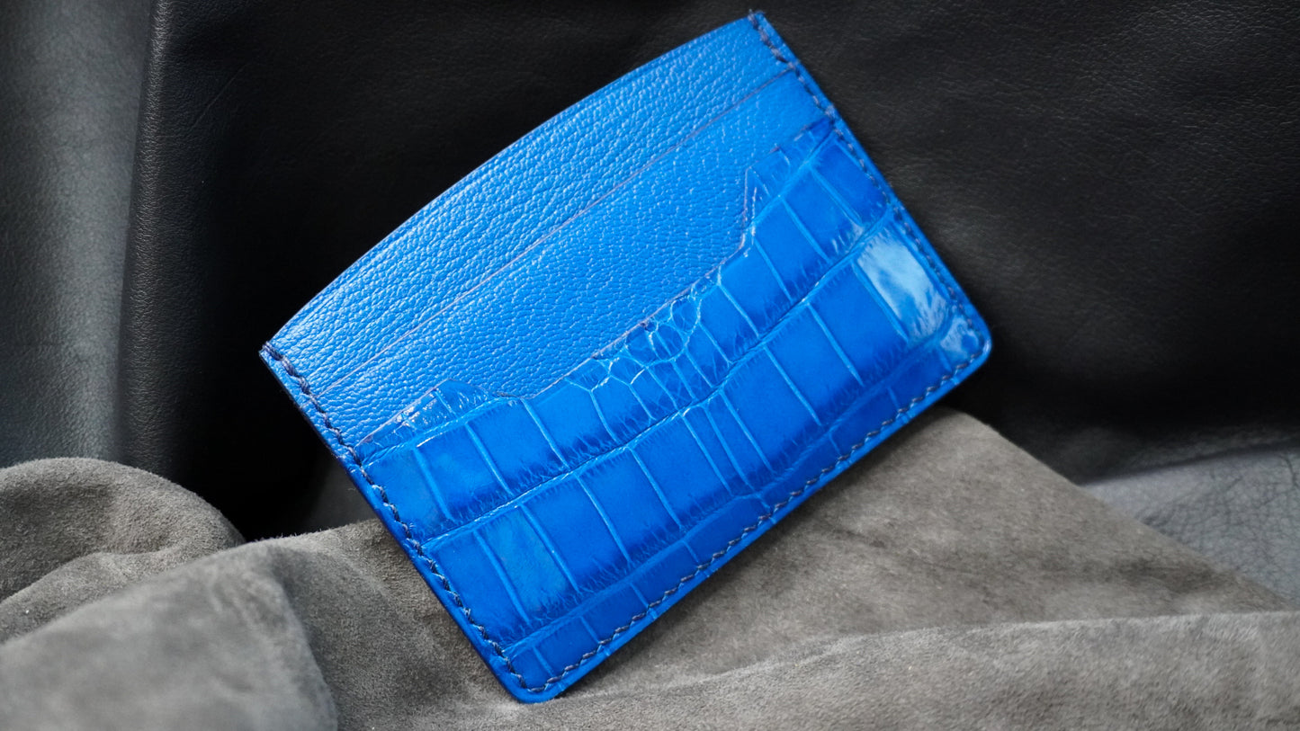 Porte-cartes en cuir d’alligator 3 poches