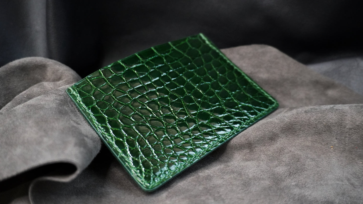 Porte-cartes en cuir d’alligator 3 poches