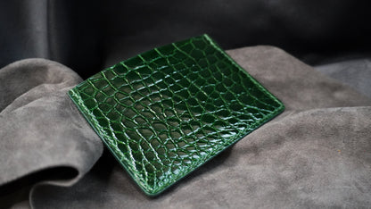 Porte-cartes en cuir d’alligator 3 poches