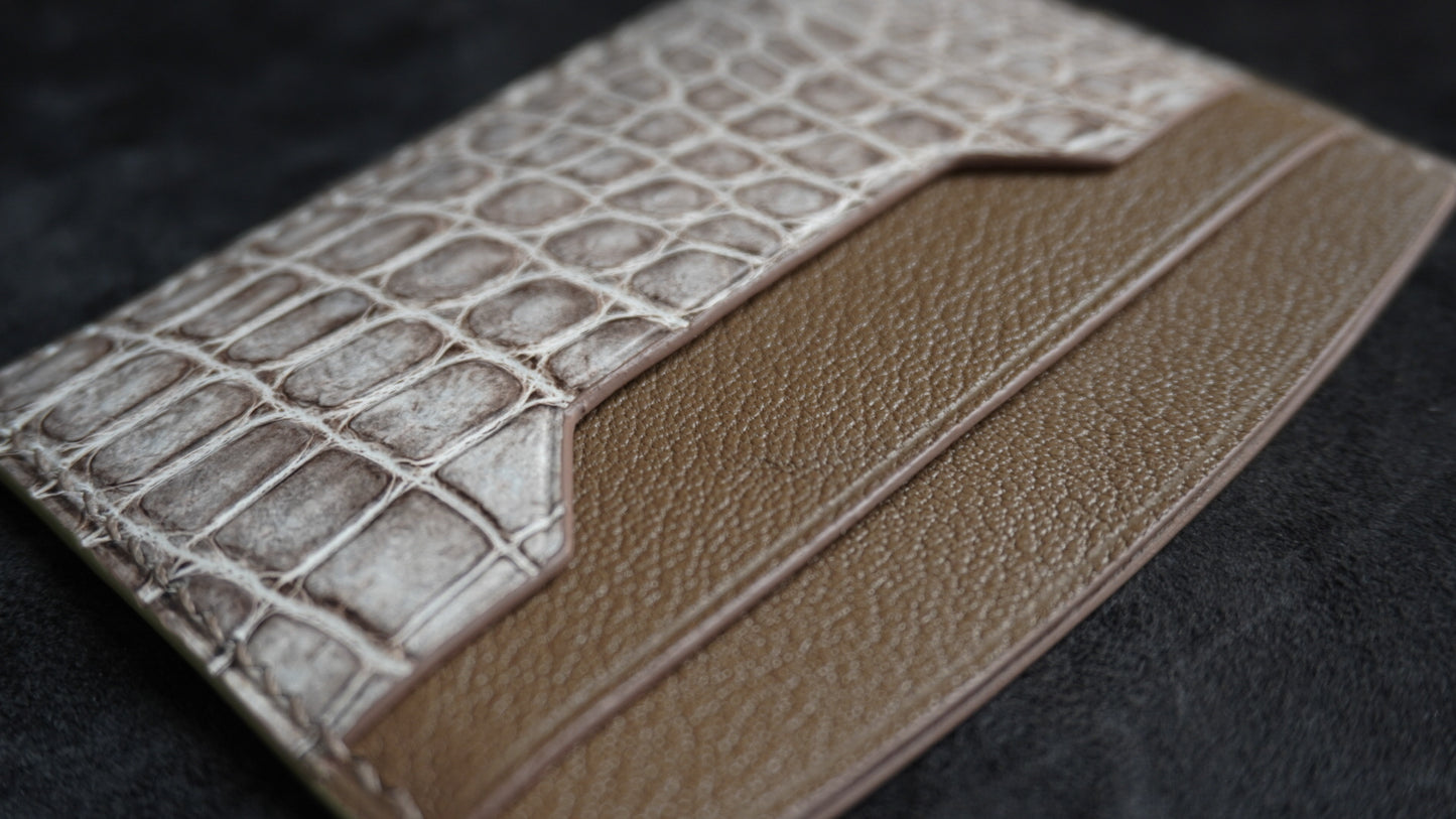 Porte-cartes en cuir d’alligator 3 poches