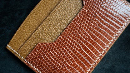 Porte-cartes en cuir d’alligator 3 poches