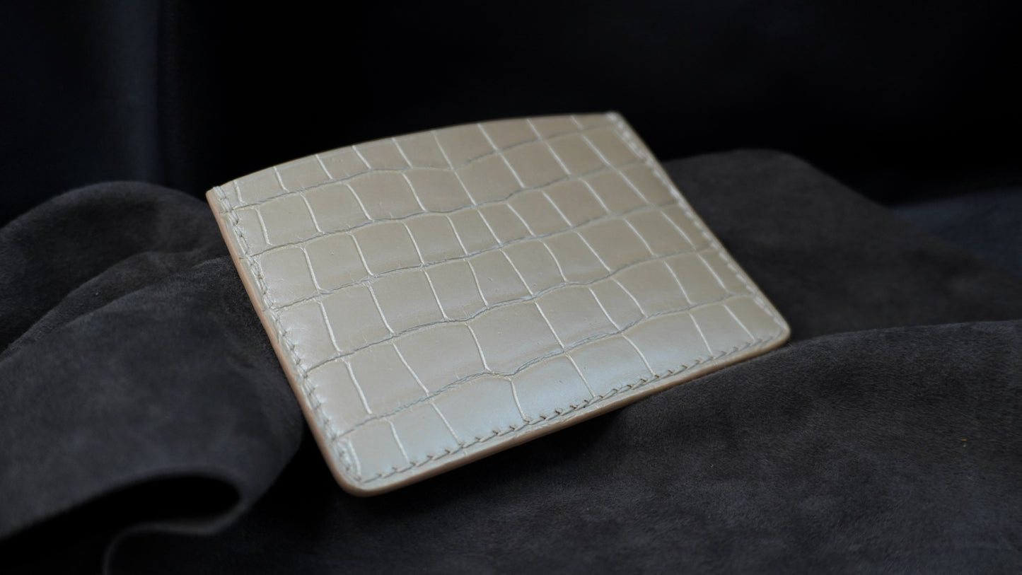 Porte-cartes en cuir d’alligator 3 poches