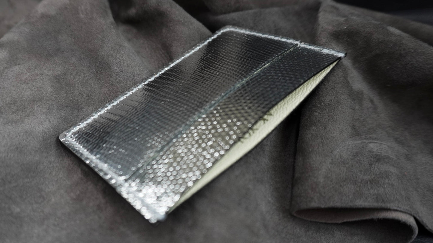 Porte-cartes en cuir de lézard 3 poches