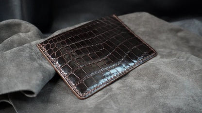 Porte-cartes en cuir d’alligator 3 poches