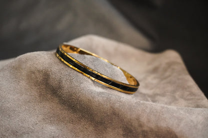 Bracelet en acier inoxydable plaqué or 24 carats et cuir éxotique (alligator, lézard, serpent)