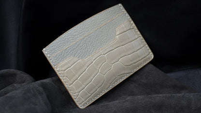 Porte-cartes en cuir d’alligator 3 poches