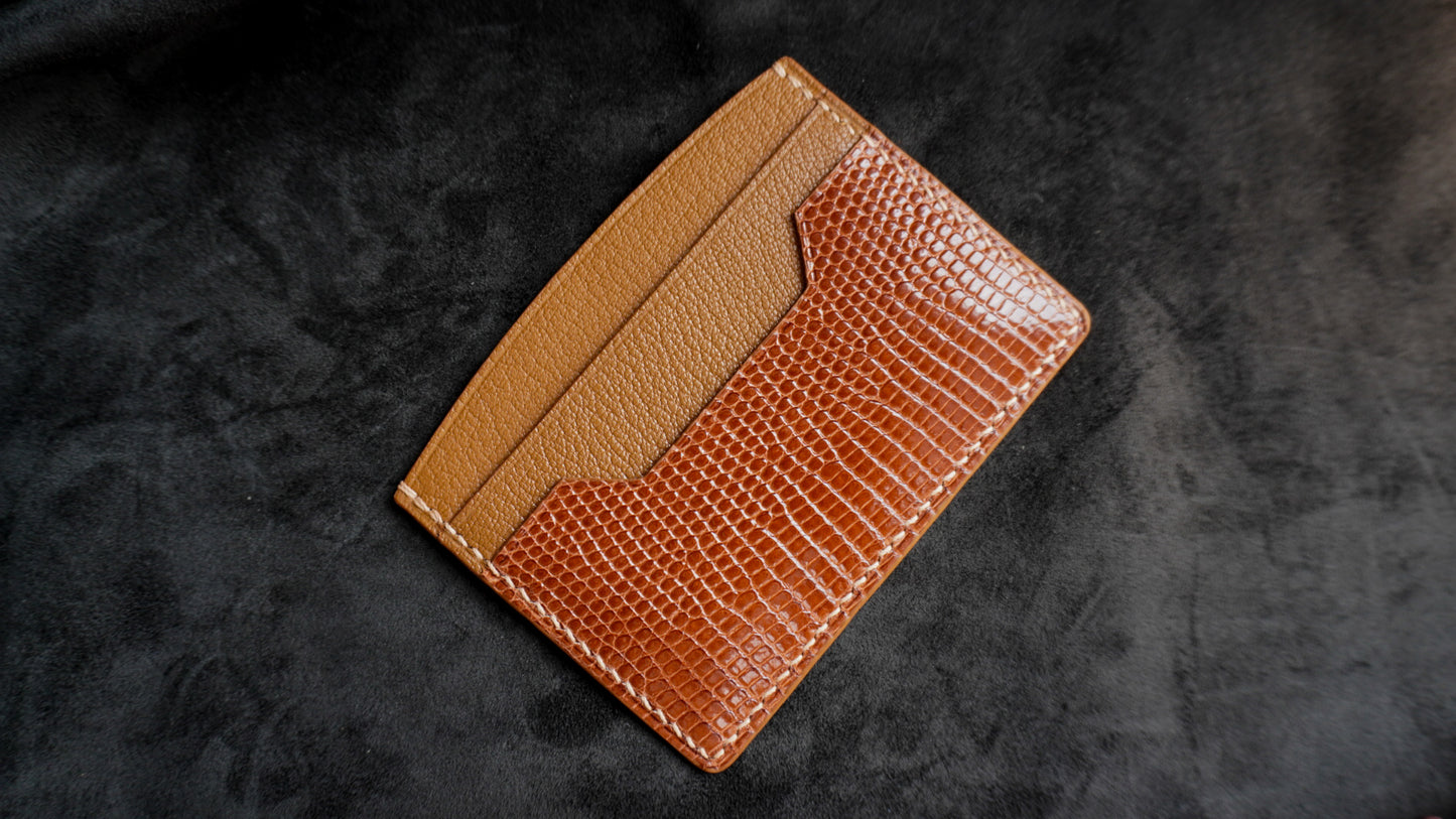 Porte-cartes en cuir d’alligator 3 poches