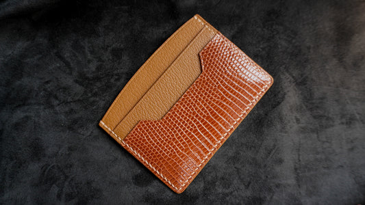 Porte-cartes en cuir d’alligator 3 poches