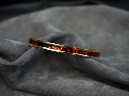 Bracelet en acier inoxydable plaqué or 24 carats et cuir éxotique (alligator, lézard, serpent)